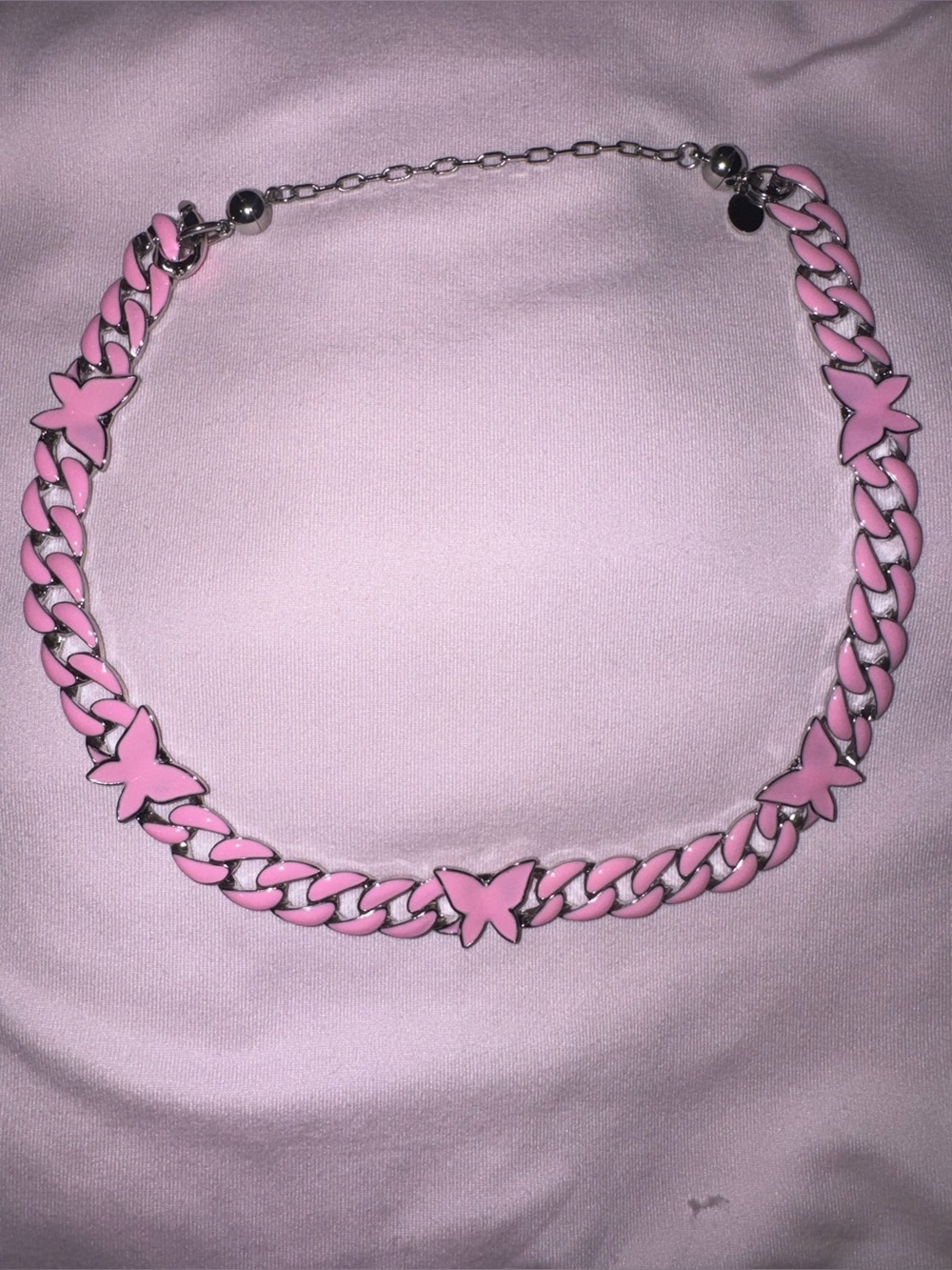 By Alexa Rae Bar X Melania Clara Pink Butterfly Link Necklace